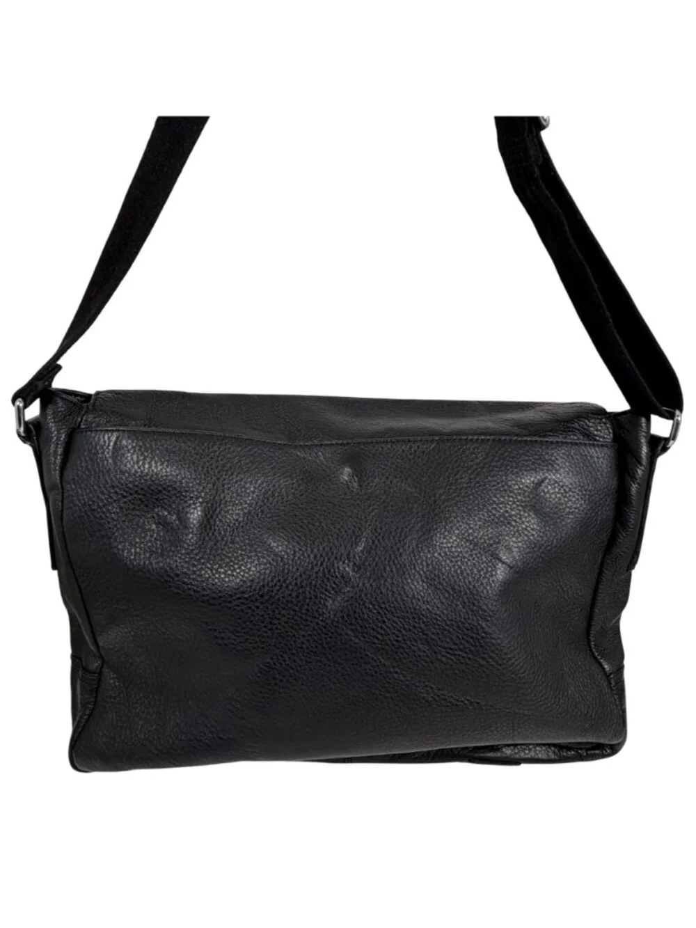 Banana Republic Greyson Black Leather Front Flap Messenger Bag Laptop Briefcase